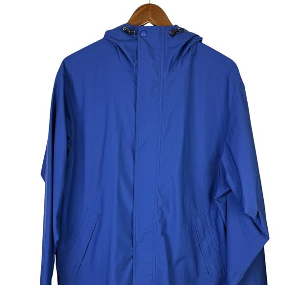 L.L. Bean Men's Royal Blue Hooded Mid Length Zip Up Rain Jacket - Picture 3 of 10